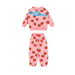 Autumn and Winter Boys and Girls Hoodie Set Cute Strawberry Cake Children Cotton Long Sleeve Hoodie