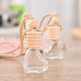 Wood Cap Hanging Rope Pandent Aromatherapy Bottle 6ml Clear Glass Diffuser Container
