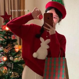Women's Sweaters White Women's Sweater Kawaii Cute Knit Tops for Woman Pullover Round O Neck Red Trend 2023 Cashmere Aesthetic Jersey 90s Vintage 231110