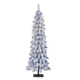 Christmas Decorations 4 Ft PreLit Flocked Blue Artificial Alpine Pencil Tree Year's Decor Cristmas Decoration 2024 Trees Pines 231110