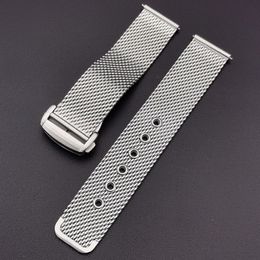 Watch Bands Mesh stainless steel strap 20mm 22mm folding butterfly buckle quick release metal strap bracelet suitable for Omega 007230410