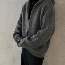 Men's Sweaters 2023 Men Hooded Zipper Sweater Coat Korean Fashion Simplicity Casual Knit Autumn Winter Male Thick Cardigan