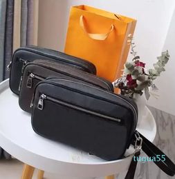 Designer-Men bag Designer Genuine cowhide leather canvas check Flap handbag purse wallet bag black clutch purse wristlet bag