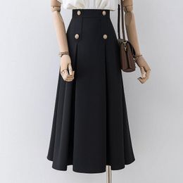 Skirts 2023 Autumn Winter Women's Fashion Casual Loose Kirt High-waist Mid-length A-line Skirt Elegant Women Clothing Q30