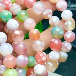 Link Bracelets Natural Milky Agate Bracelet String Charms Strand Women Men Exquisite Jewellery Gift Healing Crystal Energy 1pcs 8MM