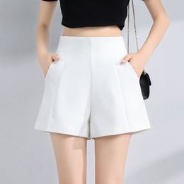 Women's Shorts Women's high waisted A-line shorts Spring/Summer casual loose fitting wide leg chiffon shorts Women's black and white 230410