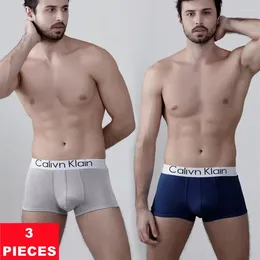 Underpants 3Psc Letter Print Men's Panties Fashion Man Boxer Shorts Modal Boxershorts Breathable U Convex Pouch Men Underwea