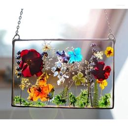 Garden Decorations Acrylic Frame Pressed Flowers Hanging Picture Artificial Dried Plants Wall Pendant With Chain Kids Art Po Display Gallery