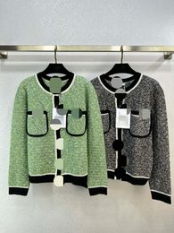1103 2023 Autumn Brand SAme Style Sweater Long Sleeve Crew Neck cardigan Gray Green Womens Clothes High Quality Womens weilanQ325
