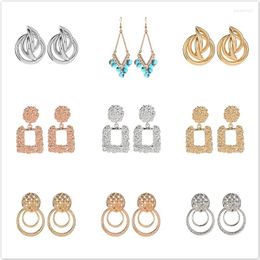 Hoop Earrings 2023 Geometry Golden Women Fashion Geometric For Party Wedding Ear Jewellery Gift