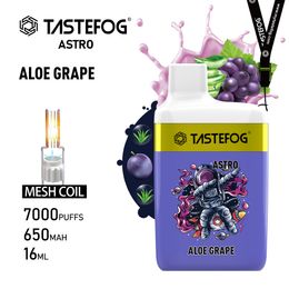 No Tax Tastefog Astro 7000 Puff Disposable vape pod mesh coil Big Cloud 2% 10flavors in stock