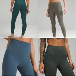 LL Yoga Pants High Elastic Nude Feeling Peach Hip No Embarrassment Thread Closing Double Sided Brushed Sports Fitness Pants
