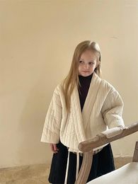 Down Coat 2023 Versatile Style Striped Soild Pleated Parkas Winter Korean Girls Cotton Half Length Skirt Two Piece Set