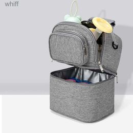 Diaper Bags Mommy Bag Milk Storage Breast Pump Maternity Cooler Double Layer Insulation Fresh Keeping Baby Food Backpack Feeding BottleL231112