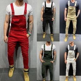 Men's Pants Mens Jeans Overalls Denim Dungaree Bib Overalls Male Jumpsuits Cargo Work Pants Trousers Mens Casual Moto Biker Pants 231110