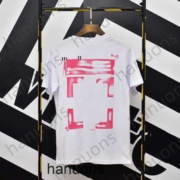 Men's T-shirts Trendy White Pink Arrow Short T-shirt for Men Women High Street Half Sleeve Printed Letter x on the Back