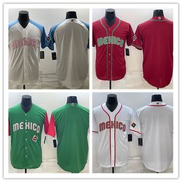 2023 Mexico Baseball Jersey Urias 7 Arozarena 56 Meneses 32 Valenzuela 34 Barnes 15 Sandoual 43 Urquidy 65 White Red Green Button Up Men All Players Stitched Jerseys