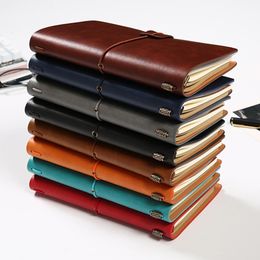 Notepads Artificial Leather Cover Traveler Diary Loose Notebook Pen Holder Record Book Stationery Student Agenda 230408