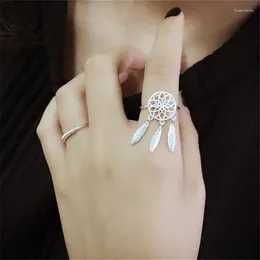 Cluster Rings Fashion Adjustable Size Handmade Tassel Dream Catcher Ring For Women Wedding Party Jewellery Gift Jz153