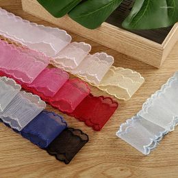 Hair Accessories 20Yards 25mm Wavy Lace Chiffon Ribbon Decorated Bow DIY Polyester Tooth Edging For Born Baby