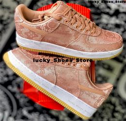 AirForce 1 Shoes CLOT Rose Gold Silk Mens Size 14 Women Sneakers Sports Eur 47 Air Designer Us 14 Running Us 13 Forces One Low Us14 Trainers AF1s Eur 48 CJ5290-600