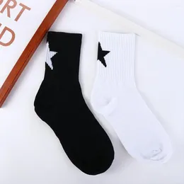 Women Socks Non-Abrasive Sweat Absorption Anti-Odour Korean Style Outfits Couple's Version Tide Mid-Calf Five-Pointed Star
