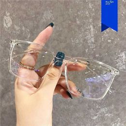 Anti Blue Light Simple Square Glasses Frame Ins Trendy Plain Trending Men And