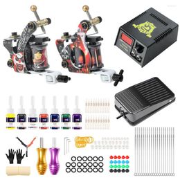 Tattoo Guns Kits Solong 2023 HIgh Quality Beginner Two Coil Machine Kit For Liner And Shader Power Supply Grip Needles TK216