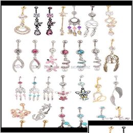 Navel Bell Button Rings Wholesales 20Pcs Mix Style Belly Body Piercing Dangle Ring Beach Jewelry Cluic Drop Delivery Dhvsa