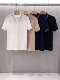 Luxury Designer T-shirt cotton clothes Business Lapel Shirt Solid color Simple T-shirt print Breathable pure cotton size M-3XL