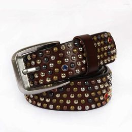 Belts MYMC Punk Genuine Leather Belt Waistband With Rivet Square Buckle Waist Retro Casual Diamonds Cool For Men Women Unisex