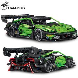 Diecast Model 1644PCS Technical Green Super Speed Lamborghinised Sport Car Building Blocks Famous Vehicle Assemble Bricks Toys For Adult 231109