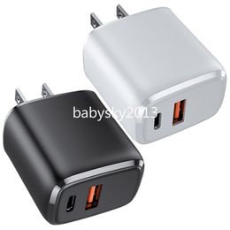 5V 3A 9V 2A 20W PD USB C Wall Chargers Fast Quick Charge EU US AC Power Adapter Dual Ports PD USb Charger for Ipad Iphone 11 13 14 15 Pro Max Huawei B1 with Box