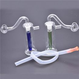 Protable 8cm Amber/Blue/Green Cheap 10mm glass oil burner rig bong Cheap mini Glass downstem smoking water glass bong