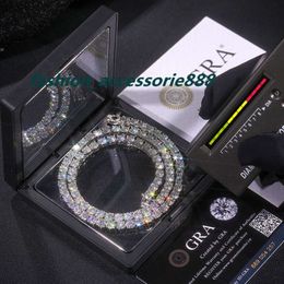 2022 Hot Sales Hip Hop 925 Sterling Silver VVS Moissanite Diamond Cluster Iced Out Tennis Chain Bracelet Necklace For Men Women