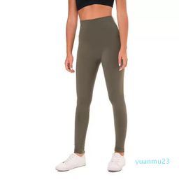 Lycra fabric Solid Color Women yoga pants High Waist Sports Gym Wear Leggings Elastic Fitness L34 dy Outdoor Sports Trousers