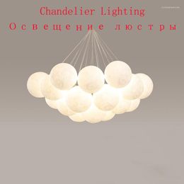 Chandeliers BOTIMI Moon Shaped Chandelier Lights With Round Lampshades For Living Room LED Hanging Lustre Dinning Lamp Bedroom Wire Lustres