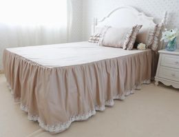 Bedding Sets Amazing Luxury Set Khaki Embroidery Ruffle Lace Duvet Cover Bed Sheet Bedspread Princess Linen Bow Pillowcase HM-18S