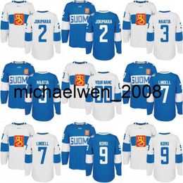 Weng 2016 World Cup of Hockey Finland Team Jersey 2 Jyrki Jokipakka 3 Olli Maatta 7 Esa Lindell 9 Mikko Koivu Custom Hockey Jerseys