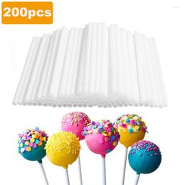 Baking Moulds 200pcs Plastic Lollipop Stick Safe White Cake Sticks DIY Chocolate Candy Lollypop Cakes Tools Accessories