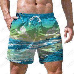 Men's Shorts Summer Seaside Sea Wave 3D Printed Vacation Style Fashion Trendy Casual
