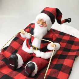 Dog Apparel Cat Santa Costume Cozy Pet Xmas Outfit Festive Dog Christmas Costume with Santa Claus Riding Design Warm Plaid Coat for Holiday 231110