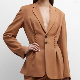 Women's Jackets Lace Up Suit Jacket Fashion Slim Blazer Coat