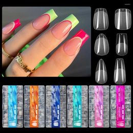 False Nails 600PCS Clear Medium Almond Acrylic Full Cover Sculpted Soft Gel Nail Tips Tools For Home DIY Salon Supplies