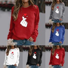 Women's Hoodies Valentine's Day Sweatshirt Crew Neck Cute Pattern Print Long Sleeve Casual Tops