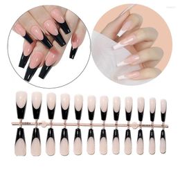 False Nails 24pcs Acrylic French Ballerina Long Coffin Tips White Pink Black Natural Full Cover Artificial