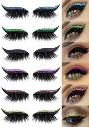 False Eyelashes 4Pairs Glitter Eyeliner Eyelash Sticker Waterproof Reusable Stickers Double Eyelid Tape Cat Eye Makeup4036867