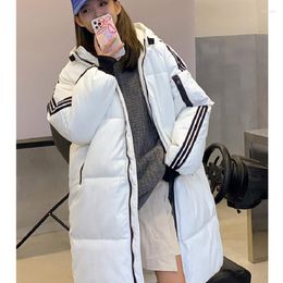 Women's Trench Coats Fall/Winter 2023 Couple Down Cotton Jacket Mid-length Over-knee BF Harajuku Wind Plus Size Hooded Woman