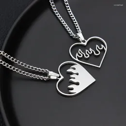 Pendant Necklaces 1pcs Fashion Love Flame Couple Necklace Jewelry Stainless Steel Men & Women Sweet Cool Hip Hop Hollow Out