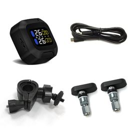 Car Motorcycle Tire Alarm 2 External Sensor Moto TPMS System External Digital LCD Monitor Safety Alarm